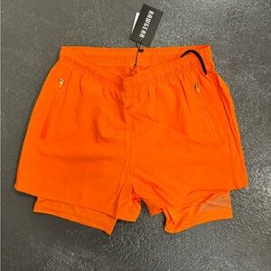 Raw Gear Athletic Shorts, with inline orange